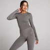 MP Women's Tempo transparent rynkad långärmad topp - Mörk tryffel