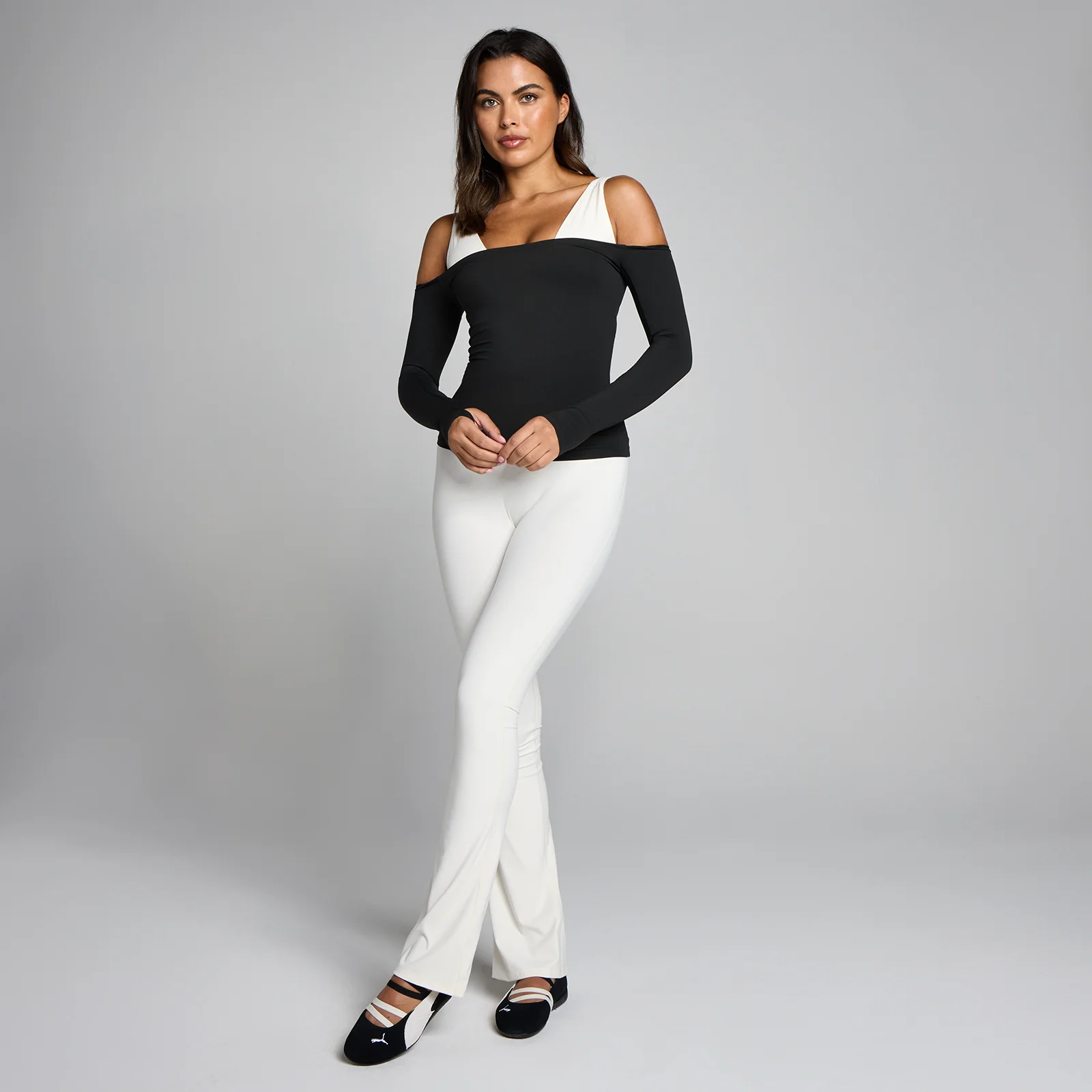 MP Dam Tempo Off The Shoulder LS Top - Svart - S Bild 3