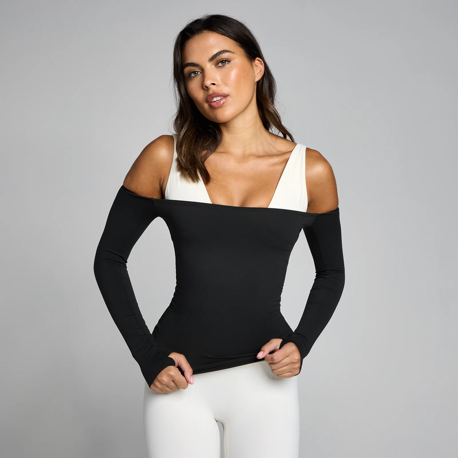 MP Dam Tempo Off The Shoulder LS Top - Svart - S Bild 1
