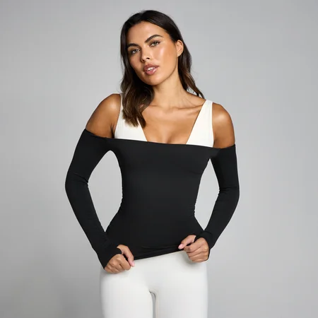 MP Dam Tempo Off The Shoulder LS Top - Svart