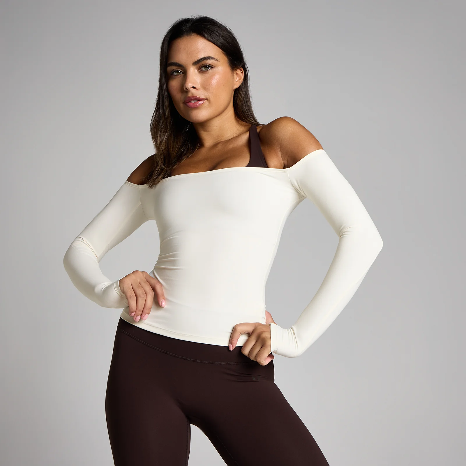 MP Dam Tempo Off The Shoulder LS Top - Vanilj - XS Bild 1
