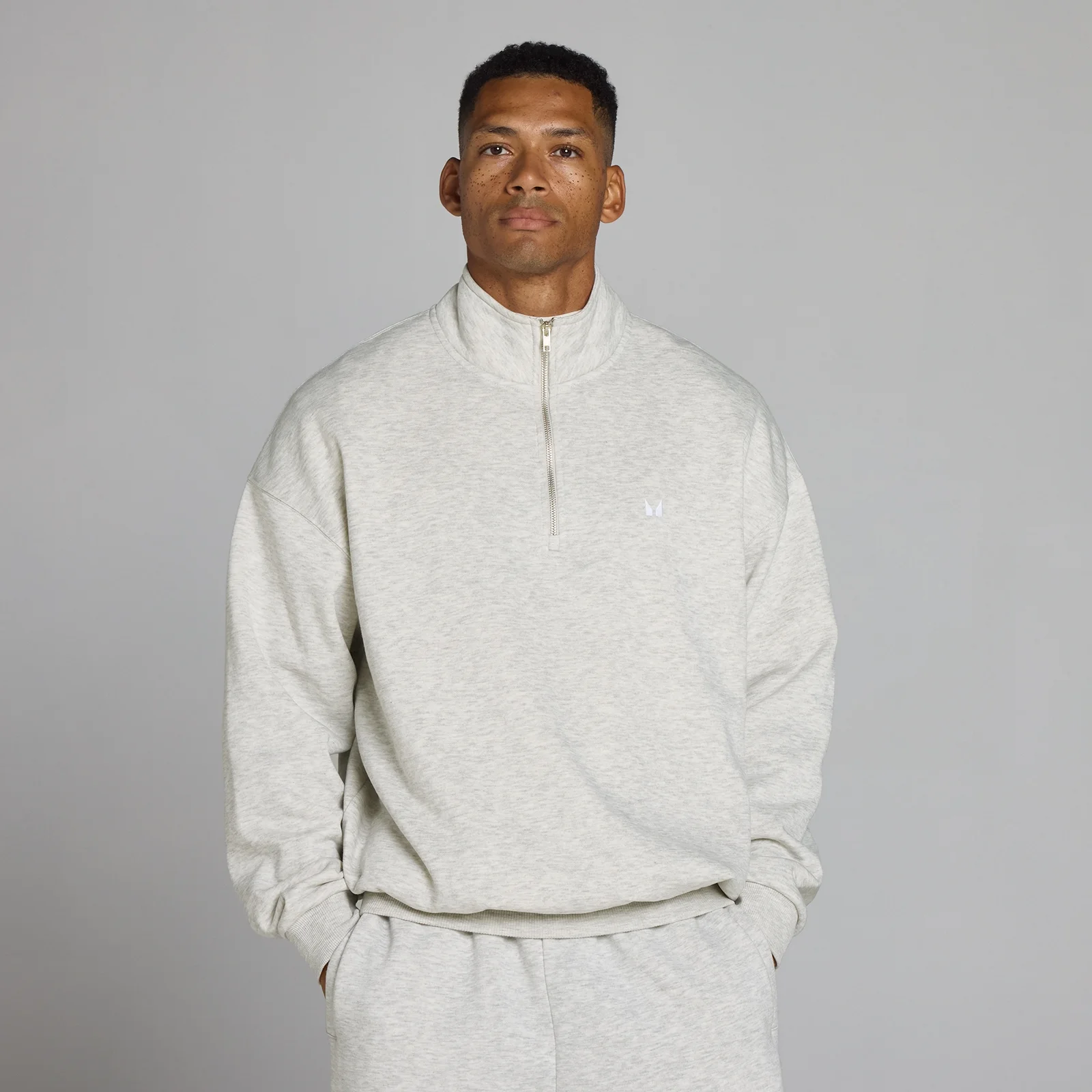 MP Men's Rest Day Oversized 1/4 Zip - Light Grey Marl - M Bild 1