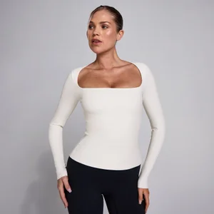 MP Women's SculptForm Square Neck Long Sleeve Top - Pärlvit - Size L