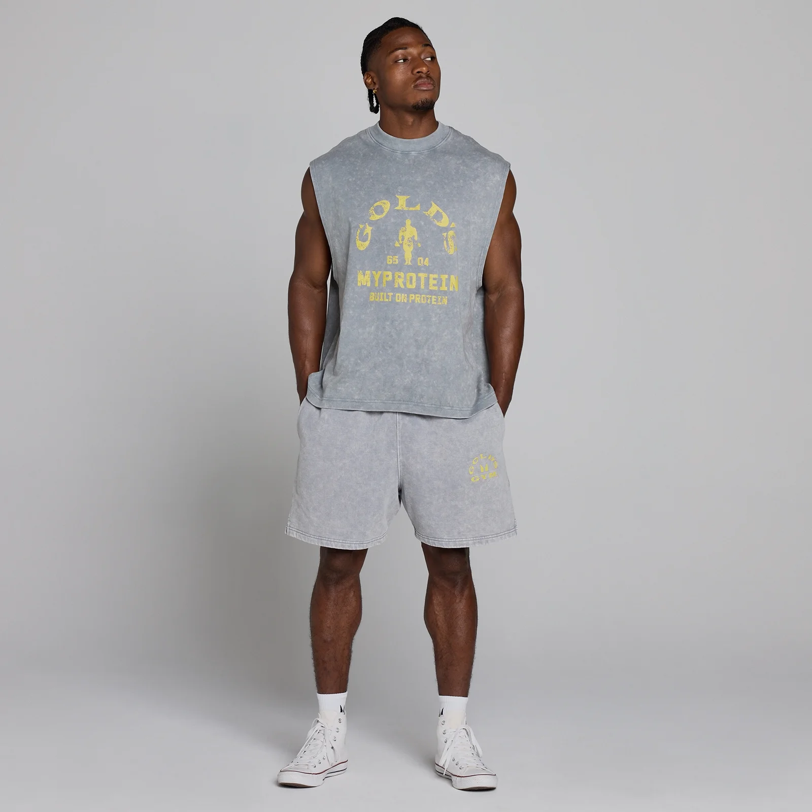 MP X Gold's Herr Washed Graphic Oversized Sweat Shorts - Steel Blue - XS Bild 5