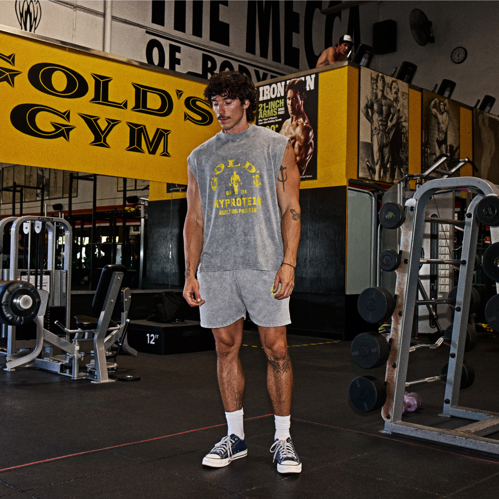 MP X Gold's Herr Washed Graphic Oversized Sweat Shorts - Steel Blue - XS Bild 2