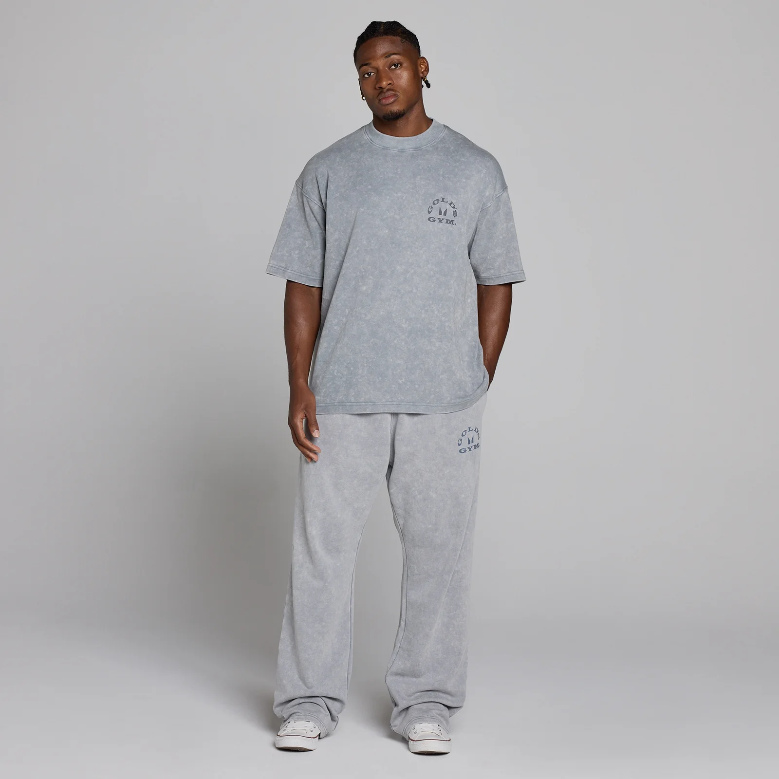 MP X Gold's Herr Washed Graphic Oversized T-shirt - Steel Blue - XS Bild 5