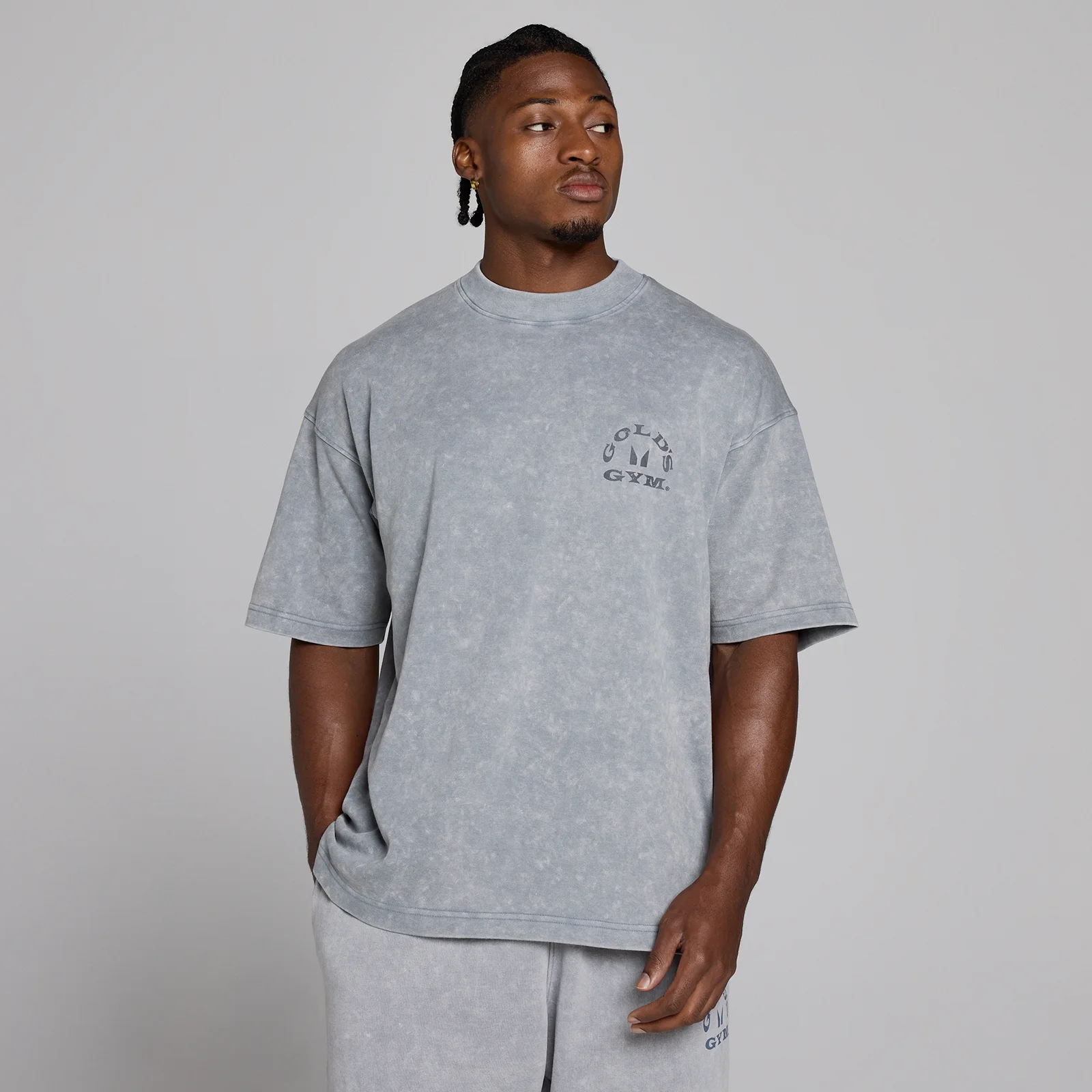 MP X Gold's Herr Washed Graphic Oversized T-shirt - Steel Blue - XS Bild 3